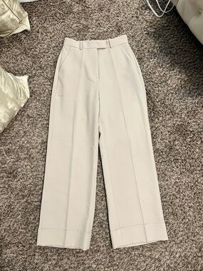 High-Waist Wide-Leg Sloan Cream Trousers